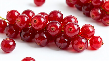 Red currants on white background