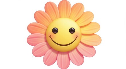 Obraz premium Cheerful flower illustration with a smiling face centered among gradient petals