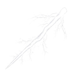 White lightning bolt with branching effect isolated on a transparent background electricity