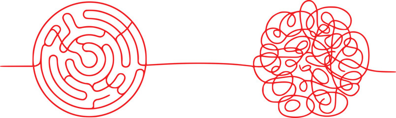 Simple Maze vs. Tangled Mess: A Visual Metaphor for Complexity and Simplicity