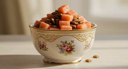 Bowl of salmon and seeds