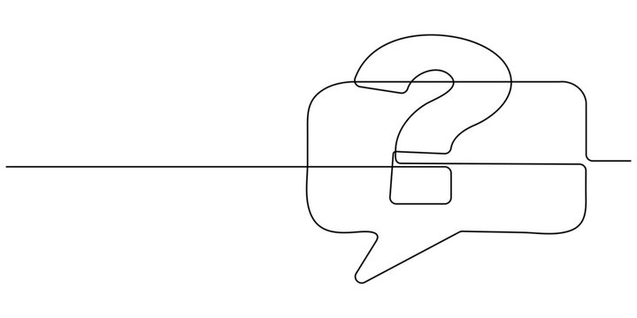 one continuous line drawing of a question mark isolated on a white background in simple vector illustration style
