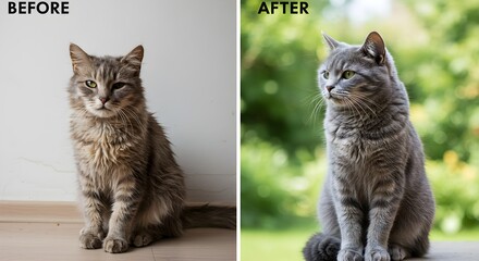 Cat transformation before and after