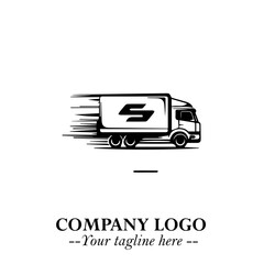 Truck Moving Fast Logo Symbol in Black on the White Background with Dynamic Transport Design