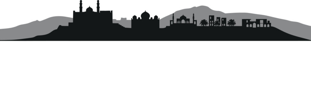 Cityscape Silhouette Panorama Architecture Design Template Vector Image on Transparent Backdrop