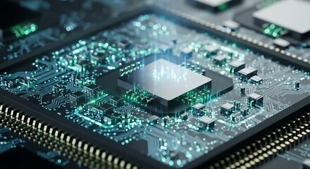 Computer chip on circuit board