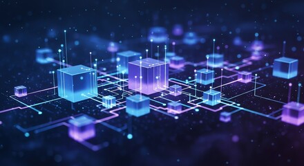 Digital network of cubes and connections