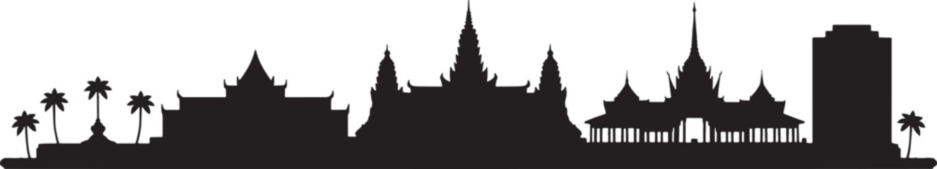 Silhouette of Phnom Penh Skyline Vector Illustration Architecture Urban City