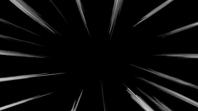 Anime speed line background animation on black. Radial Comic Light Speed Lines Moving isolated background. powerful speed lines 
