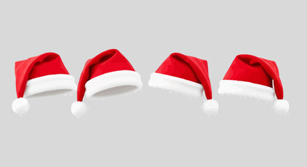 Santa Claus hat set isolated on gray background for Christmas design
