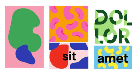 Abstract Vector Illustrations with Organic Shapes and Playful Typography