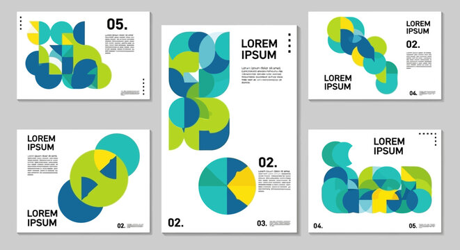 Geometric Composition in Teal and Lime Abstract Design for Modern Presentation