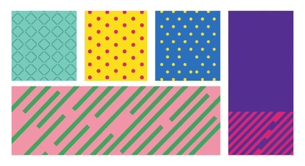 Set of Various Colorful Geometric Patterns for Decorative Designs