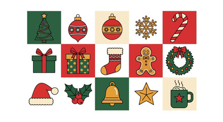 Festive Christmas Icons A Cheerful Holiday Vector Collection