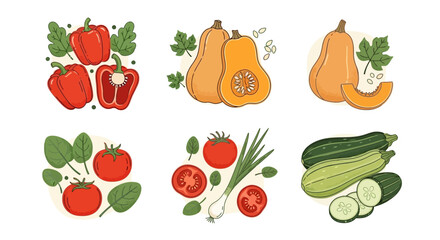 Fresh Harvest Colorful Vector Vegetables for Healthy Eating
