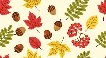Autumn Leaves and Acorns Pattern A Fall Themed Design