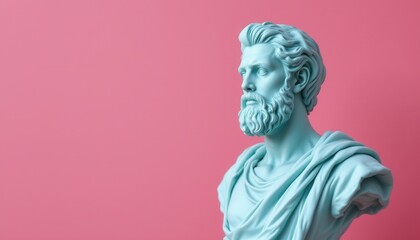 Obraz premium Classical Sculpture Bust with Minimalist Design Against Bold Pink Background for Modern Art and Interior Decor