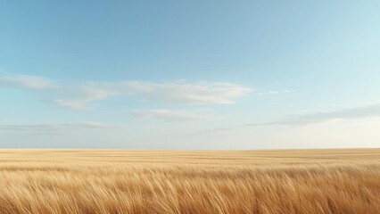 Minimalist landscape with open field and soft blue sky, calm daylight and clean composition, perfect for background, banner, nature design, or peaceful scenery projects.