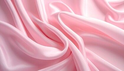 Obraz premium Soft Pink Silk Fabric Draped in Gentle Folds Illuminated by Warm Natural Light Creating a Luxurious and Elegant Texture