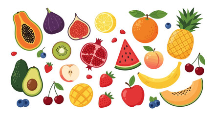 Vibrant Assortment of Fresh Fruit Papaya, Fig, Lemon, and More