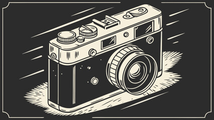 Retro camera illustration in vintage style with a, perfect for photography enthusiasts and vintage design lovers alike