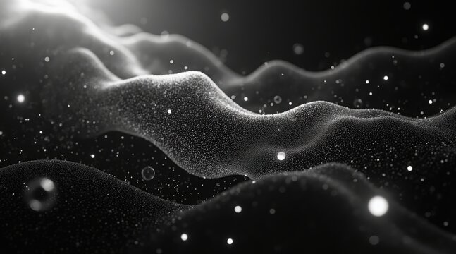 Abstract cosmic nebula with glowing particles and light rays