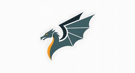 Dragon Logo Design &ndash; Dual Color Mythical Dragon Emblem in Blue and Gold, Modern Fantasy Symbol, Elegant Circular Dragon Icon for Branding and Mascot