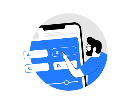 Interactive video marketing concept with quizzes, engagement tools, and clickable elements for online campaigns. Digital advertising and user participation strategy, vector illustration.