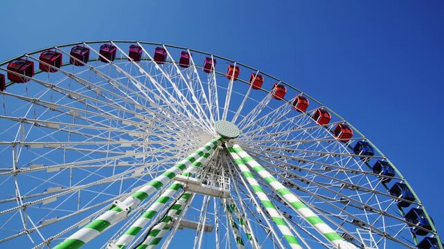 Colorful Ferris wheel turning at the Minnesota state fair