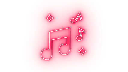 Set of white musical notes and stars symbols with neon glow effect isolated on transparent background for digital music and entertainment concepts © Moynul Haque