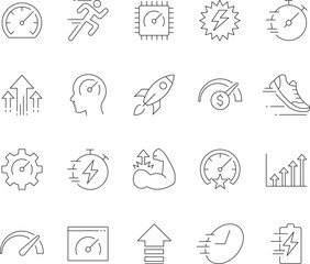 Fototapeta premium Versatile performance and business line icons with editable stroke for modern design projects