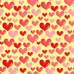 Red Heart Romance Seamless Pattern