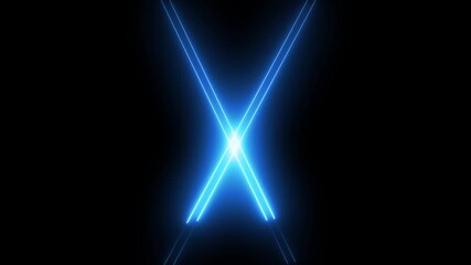 glowing red neon lines crossing animation loop, futuristic blue laser beams intersecting on a black background, - Powered by Adobe