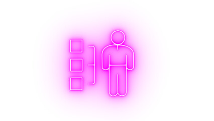 Organization chart with a person icon and three connected boxes representing tasks or employees isolated on transparent background