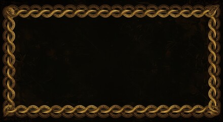 Ornate golden braided border surrounds a dark textured background for copy space
