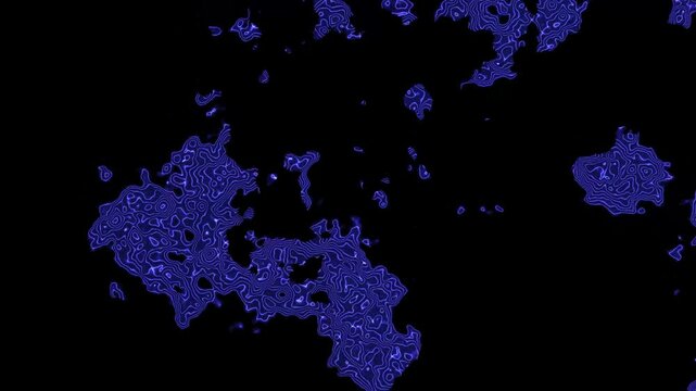 Abstract Blue Neon Organic Shapes with Dark animation Background image photo. Bule neon glowing electric blue organic shapes animated.