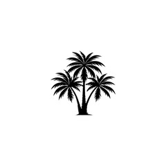 Minimalist black and white silhouette of palm trees tropical paradise scenic nature landscape