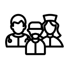 Medical Team Vector Line Icon Design