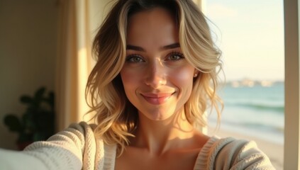 Natural Light Portrait — Serene Selfie with Warm Morning Glow