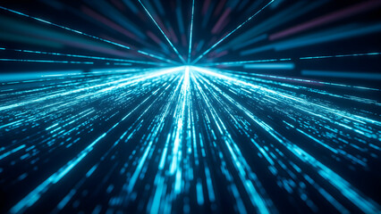 Neon polygon mesh forms a floating futuristic digital network, showing structured connections in VR space.