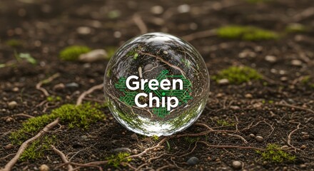 Green Chip Technology Reflected in a Crystal Ball on Soil