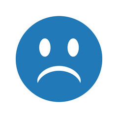 Sad blue face emoji vector unhappy emotion icon negative feeling symbol isolated graphic