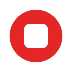 Red circle with rounded square inside abstract design minimalist icon modern graphic simple symbol