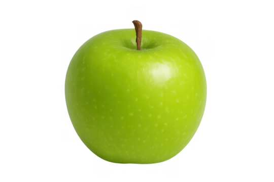 Green apple on transparent background offering freshness, healthy eating, and natural sweetness