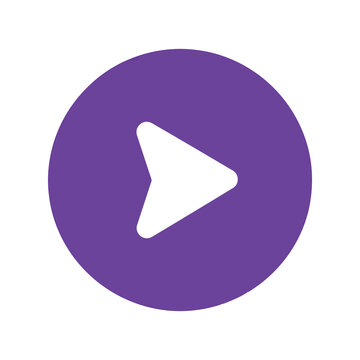Purple play button icon media player symbol start button music video control isolated vector graphic