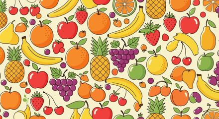 A vibrant and colorful illustration showcasing a variety of fresh and delicious fruits.