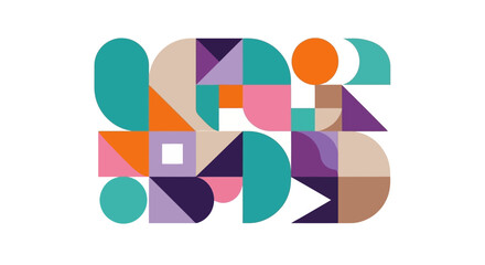 Geometric Harmony A Colorful Composition of Shapes in a Modern Style
