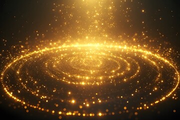 Stunning golden light vortex with sparkling particles ideal for luxury brand presentations, elegant event invitations and futuristic tech backgrounds