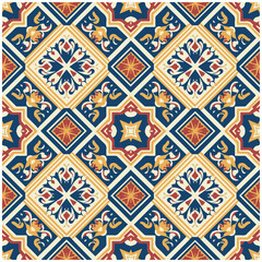 Seamless flat vector tile pattern inspired by Mediterranean ceramics