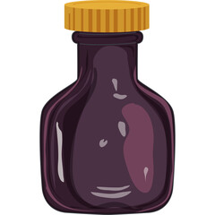 A Pixelated Purple Liquid Filled Bottle With A Yellow Cap On A Transparent Background